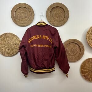 Vintage 80s Pardner's Nite Club South Bend IN Red Varsity Bomber Jacket Small